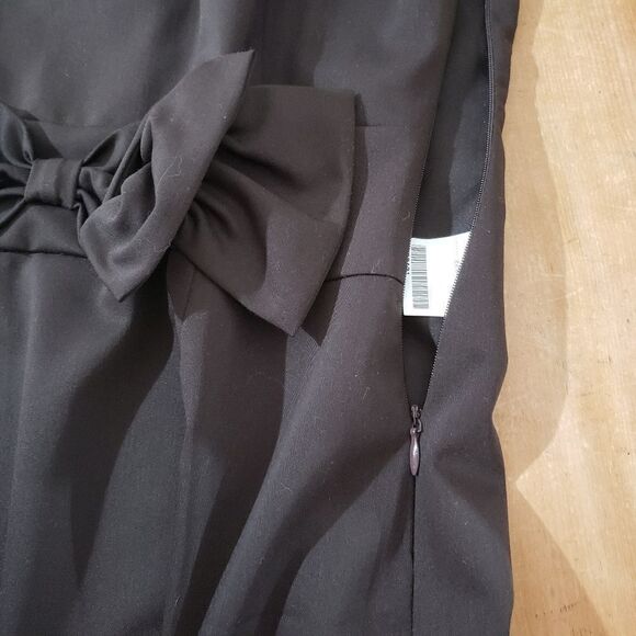 Jeanne D'arc NWT Medium Dark Brown Short Sleeve Scoop Neck Dress with Bow - Picture 9 of 16